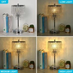 17 in. Chrome 3-Way Dimmable Touch Control Crystal Table Lamp with Dual USB Charging Ports by YANSUN 12 17 in. Chrome 3-Way Dimmable Touch Control Crystal Table Lamp with Dual USB Charging Ports by YANSUN -YANSUN Shop chrome yansun table lamps h dl013 c3 1000