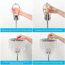 17 in. Chrome 3-Way Dimmable Touch Control Crystal Table Lamp with Dual USB Charging Ports by YANSUN -YANSUN Shop chrome yansun table lamps h dl016 44 1000