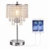 17 in. Chrome 3-Way Dimmable Touch Control Crystal Table Lamp with Dual USB Charging Ports by YANSUN -YANSUN Shop chrome yansun table lamps h dl016 64 1000