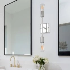 14.5 in. 2-Light Chrome Iron Vanity Light with Painted Matte (2-Pack) by YANSUN -YANSUN Shop chrome yansun vanity lighting h wl041s 2 1f 1000