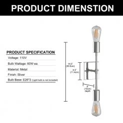 14.5 in. 2-Light Chrome Iron Vanity Light with Painted Matte (2-Pack) by YANSUN -YANSUN Shop chrome yansun vanity lighting h wl041s 2 c3 1000