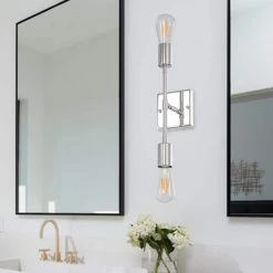 14.5 in. 2-Light Chrome Iron Vanity Light with Painted Matte (2-Pack) by YANSUN -YANSUN Shop chrome yansun vanity lighting h wl041s 2n1 1f 1000