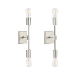 14.5 in. 2-Light Chrome Iron Vanity Light with Painted Matte (2-Pack) by YANSUN