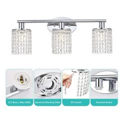 20.87 in. 3-Light Chrome Vanity Wall Lamp with Crystal Shade by YANSUN -YANSUN Shop chrome yansun wall sconces h wl021s 1f 1000
