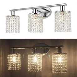 20.87 in. 3-Light Chrome Vanity Wall Lamp with Crystal Shade by YANSUN -YANSUN Shop chrome yansun wall sconces h wl021s 4f 1000