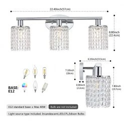 20.87 in. 3-Light Chrome Vanity Wall Lamp with Crystal Shade by YANSUN -YANSUN Shop chrome yansun wall sconces h wl021s c3 1000
