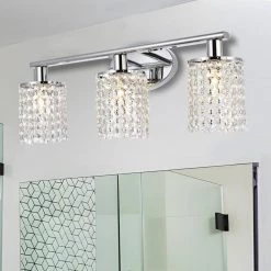 20.87 in. 3-Light Chrome Vanity Wall Lamp with Crystal Shade by YANSUN -YANSUN Shop chrome yansun wall sconces h wl021sn1 44 1000