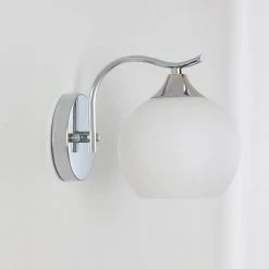 7.87 in. 1-Light Chrome Dimmable Wall Sconce with White Ball Shade by YANSUN -YANSUN Shop chrome yansun wall sconces h wl022n1 1f 1000