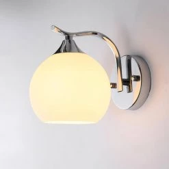 7.87 in. 1-Light Chrome Dimmable Wall Sconce with White Ball Shade by YANSUN -YANSUN Shop chrome yansun wall sconces h wl022n1 fa 1000