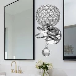 5.12 in. 1-Light Chrome Indoor Wall Sconce with Antique Metal Crystal Shade by YANSUN -YANSUN Shop chrome yansun wall sconces h wl042s 1f 1000