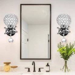 5.12 in. 1-Light Chrome Indoor Wall Sconce with Antique Metal Crystal Shade by YANSUN -YANSUN Shop chrome yansun wall sconces h wl042sn1 1f 1000