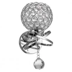 5.12 in. 1-Light Chrome Indoor Wall Sconce with Antique Metal Crystal Shade by YANSUN