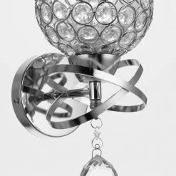 5.12 in. 1-Light Chrome Indoor Wall Sconce with Antique Metal Crystal Shade by YANSUN -YANSUN Shop chrome yansun wall sconces h wl042sn2 fa 1000