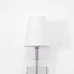 1-Light Chrome Wall Sconce with White Fabric Shade by YANSUN -YANSUN Shop chrome yansun wall sconces h wl043s 4f 1000