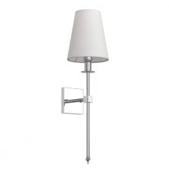 1-Light Chrome Wall Sconce with White Fabric Shade by YANSUN
