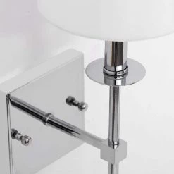 1-Light Chrome Wall Sconce with White Fabric Shade by YANSUN -YANSUN Shop chrome yansun wall sconces h wl043s c3 1000