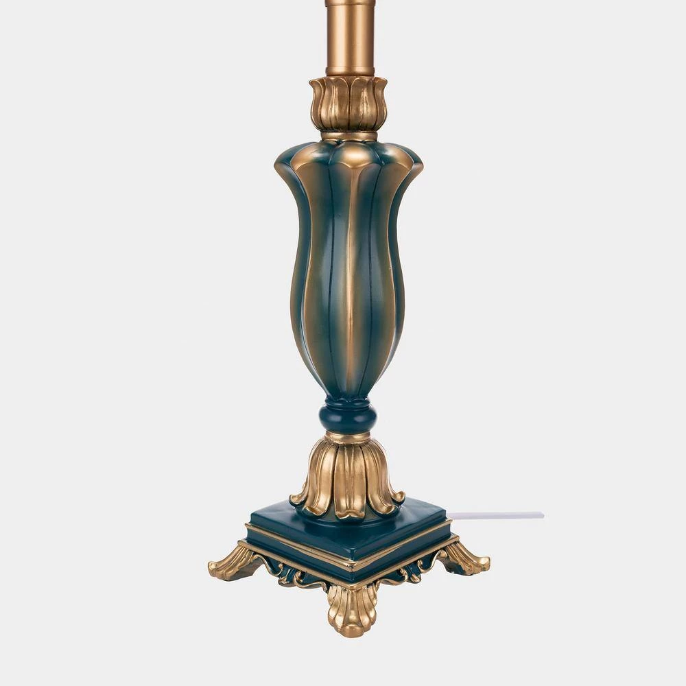 13.39 in. Dark Green Indoor Table Lamp with White Fabric Shade by YANSUN 8 13.39 in. Dark Green Indoor Table Lamp with White Fabric Shade by YANSUN - Image 7