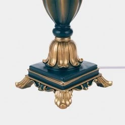 13.39 in. Dark Green Indoor Table Lamp with White Fabric Shade by YANSUN 16 13.39 in. Dark Green Indoor Table Lamp with White Fabric Shade by YANSUN -YANSUN Shop dark green yansun outdoor table lamps h dl020b 4f 1000