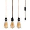 3-Light Golden Vintage Edison Plug-In Mini Pendant with Hemp Rope and Black Socket by YANSUN -YANSUN Shop gloden yansun chandeliers h ms02e26ac n1 64 1000