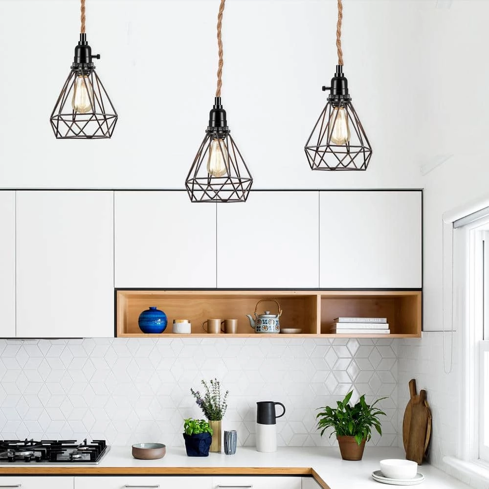 3-Light Golden Vintage Edison Plug-In Mini Pendant with Hemp Rope and Black Socket by YANSUN 9 3-Light Golden Vintage Edison Plug-In Mini Pendant with Hemp Rope and Black Socket by YANSUN - Image 7