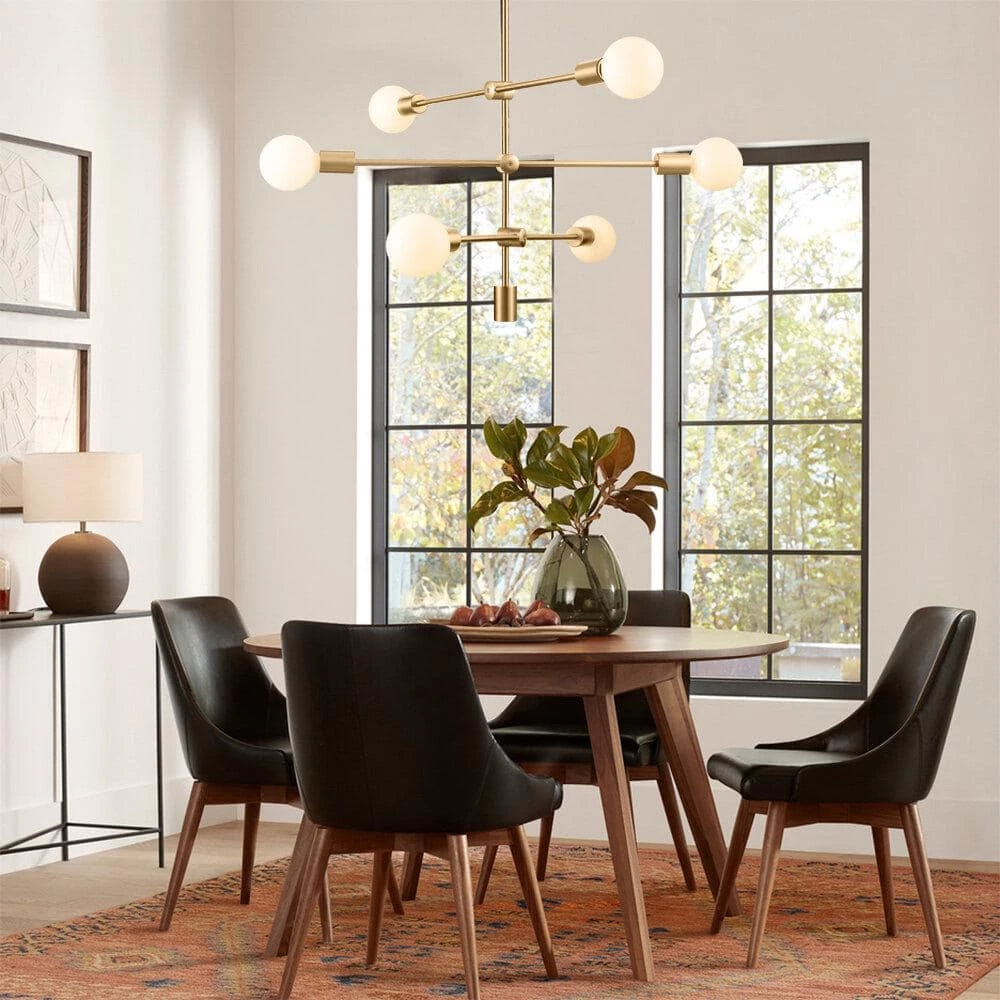 6-Light Gold Sputnik Chandelier, Modern Pendant Lighting Ceiling Light Fixture by YANSUN 7 6-Light Gold Sputnik Chandelier, Modern Pendant Lighting Ceiling Light Fixture by YANSUN - Image 5