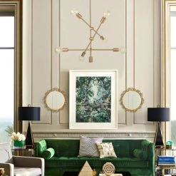 6-Light Gold Sputnik Chandelier, Modern Pendant Lighting Ceiling Light Fixture by YANSUN 16 6-Light Gold Sputnik Chandelier, Modern Pendant Lighting Ceiling Light Fixture by YANSUN -YANSUN Shop gold yansun chandeliers h dz070 fa 1000