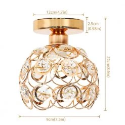 7 in. 1-Light Gold Semi Flush Mount Ceiling Light Fixture with Antique Metal Crystal Shade by YANSUN -YANSUN Shop gold yansun flush mount lights h cl003g 4f 1000
