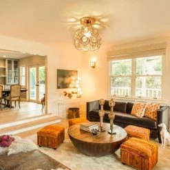 7 in. 1-Light Gold Mini Crystal Semi-Flush Mount with Elegant and Modern Look by YANSUN -YANSUN Shop gold yansun flush mount lights h cl003gn1 44 1000