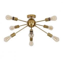 26 in. 8-Light Gold Sputnik Chandelier Metal LED Flush Mount by YANSUN