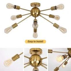 26 in. 8-Light Gold Sputnik Chandelier Metal LED Flush Mount by YANSUN -YANSUN Shop gold yansun flush mount lights h cl020g c3 1000