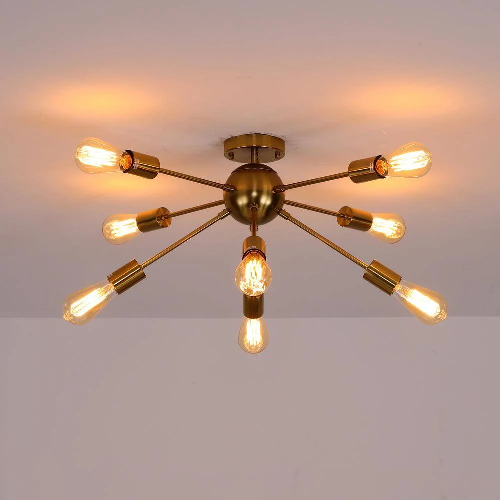26 in. 8-Light Gold Sputnik Chandelier Aluminum LED Flush Mount by YANSUN 4 26 in. 8-Light Gold Sputnik Chandelier Aluminum LED Flush Mount by YANSUN - Image 2