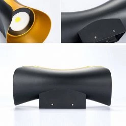 11.8 in. 2-Light Black and Gold Integrated LED Outdoor Wall Lantern Sconces Waterproof Luminous Led Wall Light, 1-Pack by YANSUN -YANSUN Shop gold yansun outdoor sconces h wl033n1 76 1000