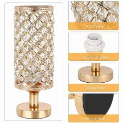 12.2 in. Gold Crystal Table Lamp with Turn ON/OFF Switch by YANSUN -YANSUN Shop gold yansun table lamps h dl014 1f 1000