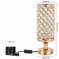 12.2 in. Gold Crystal Table Lamp with Turn ON/OFF Switch by YANSUN -YANSUN Shop gold yansun table lamps h dl014 44 1000