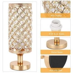 12.2 in. Gold Crystal Table Lamp with Turn ON/OFF Switch by YANSUN -YANSUN Shop gold yansun table lamps h dl015 4f 1000