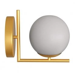 7.87 in. 1-Light Gold Metal Wall Sconce with White Shade, Postmodern style Wall Lamp by YANSUN -YANSUN Shop gold yansun vanity lighting h wl003 1f 1000