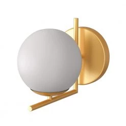 7.87 in. 1-Light Gold Metal Wall Sconce with White Shade, Postmodern style Wall Lamp by YANSUN -YANSUN Shop gold yansun vanity lighting h wl003 44 1000