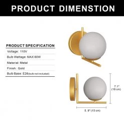 7.87 in. 1-Light Gold Metal Wall Sconce with White Shade, Postmodern style Wall Lamp by YANSUN -YANSUN Shop gold yansun vanity lighting h wl003 4f 1000