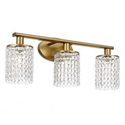 20.87 in. 3-Light Gold Vanity Wall Lamp with Crystal Shade by YANSUN
