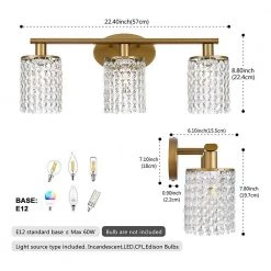 20.87 in. 3-Light Gold Vanity Wall Lamp with Crystal Shade by YANSUN -YANSUN Shop gold yansun wall sconces h wl021gn1 c3 1000