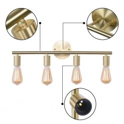 22 in. 4-Light Gold Metal Wall Sconce Vanity Lighting without Shade by YANSUN -YANSUN Shop gold yansun wall sconces h wl037gn1 1f 1000