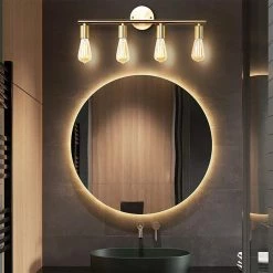 22 in. 4-Light Gold Metal Wall Sconce Vanity Lighting without Shade by YANSUN -YANSUN Shop gold yansun wall sconces h wl037gn1 4f 1000