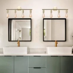 22 in. 4-Light Gold Metal Wall Sconce Vanity Lighting without Shade by YANSUN -YANSUN Shop gold yansun wall sconces h wl037gn1 c3 1000