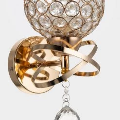 5.12 in. 1-Light Gold Indoor Wall Sconce with Antique Metal Crystal Shade by YANSUN 11 5.12 in. 1-Light Gold Indoor Wall Sconce with Antique Metal Crystal Shade by YANSUN -YANSUN Shop gold yansun wall sconces h wl042gn1 4f 1000