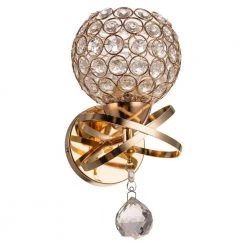 5.12 in. 1-Light Gold Indoor Wall Sconce with Antique Metal Crystal Shade by YANSUN