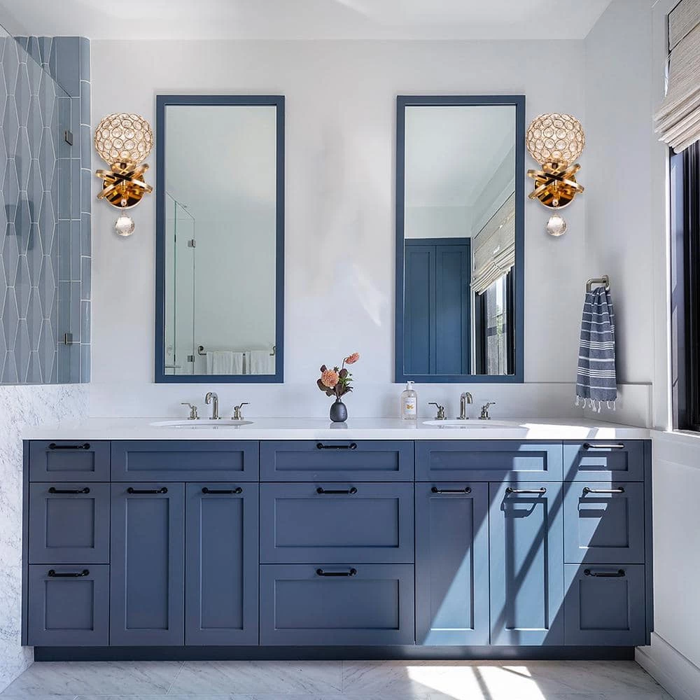 5.12 in. 1-Light Gold Indoor Wall Sconce with Antique Metal Crystal Shade by YANSUN 9 5.12 in. 1-Light Gold Indoor Wall Sconce with Antique Metal Crystal Shade by YANSUN - Image 7