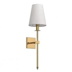 1-Light Gold Wall Sconce with White Fabric Shade by YANSUN