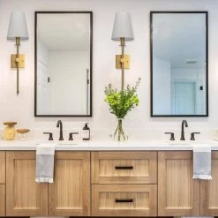 1-Light Gold Wall Sconce with White Fabric Shade by YANSUN -YANSUN Shop gold yansun wall sconces h wl043gn2 66 1000