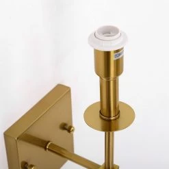 1-Light Gold Wall Sconce with White Fabric Shade by YANSUN -YANSUN Shop gold yansun wall sconces h wl043gn2 76 1000