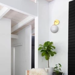 5.91 in. 1-Light Gold Modern Globe Wall Sconce with Frosted Glass Shade by YANSUN -YANSUN Shop gold yansun wall sconces h wl071g 4f 1000